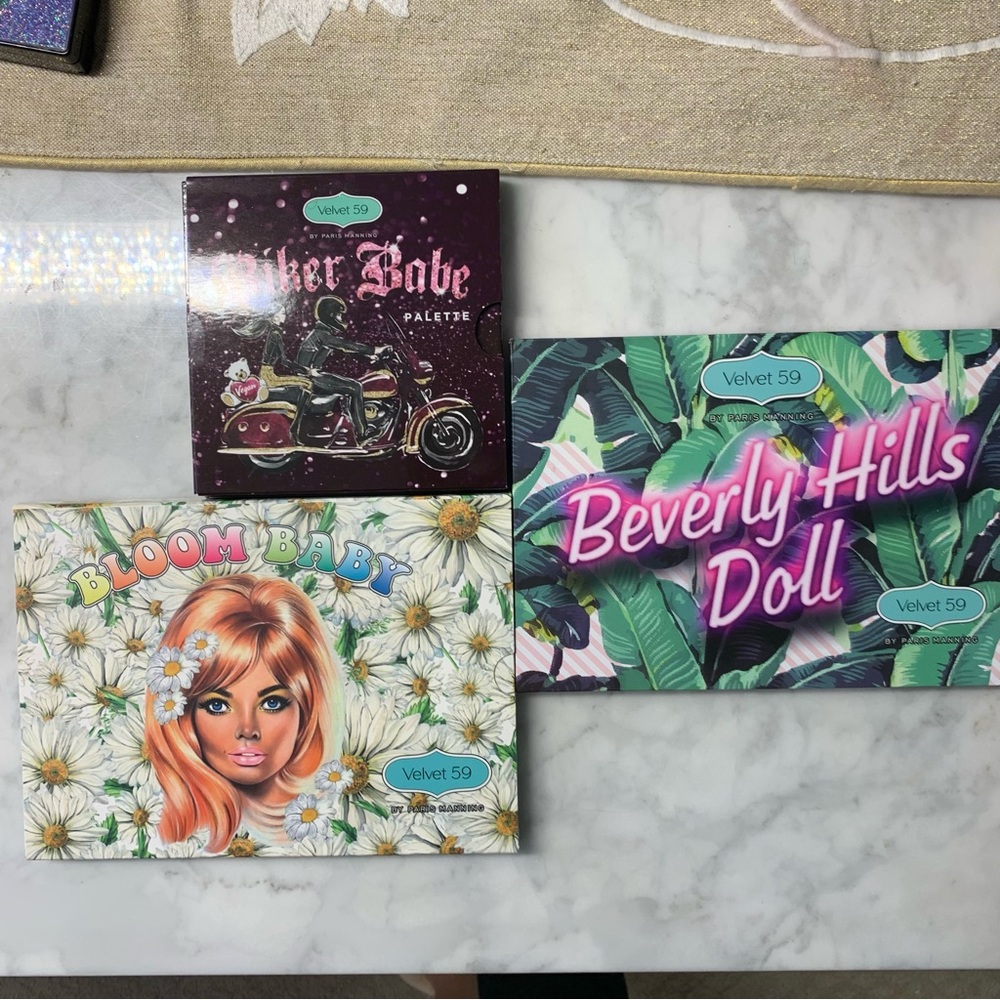 Velvet 59 By Paris Manning Eyeshadow Palette Lot Bloom baby Biker Babe Beverly